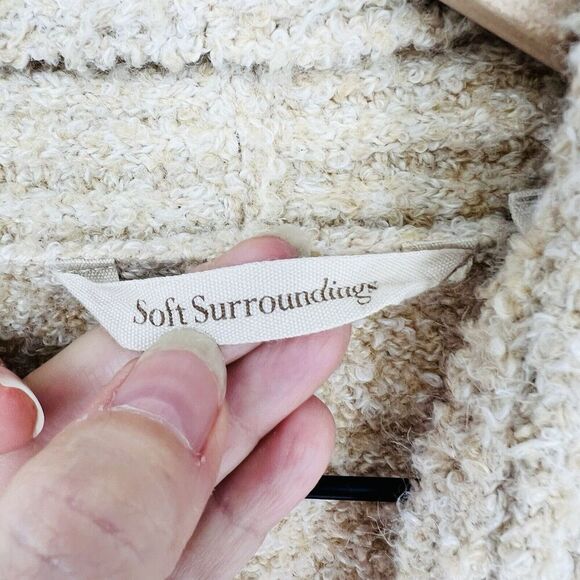 Soft Surroundings Beige Longline Open Duster Cardigan Size Medium Wool Blend - Picture 4 of 6